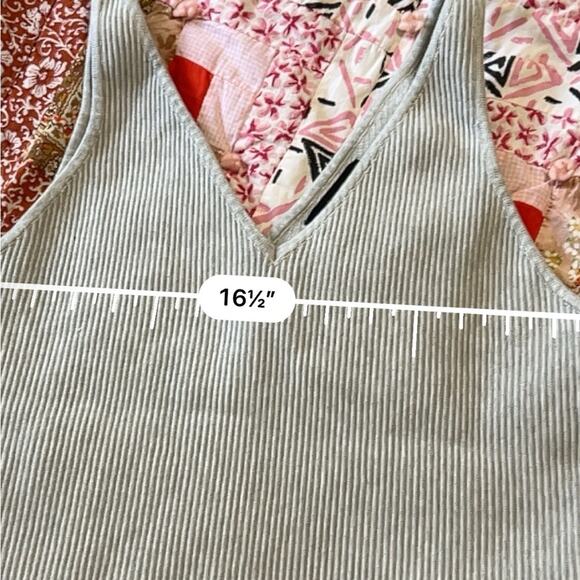 House of Harlow 1960 Gray Ribbed V-Neck Sculpt Knit Tank Top L - Picture 7 of 7